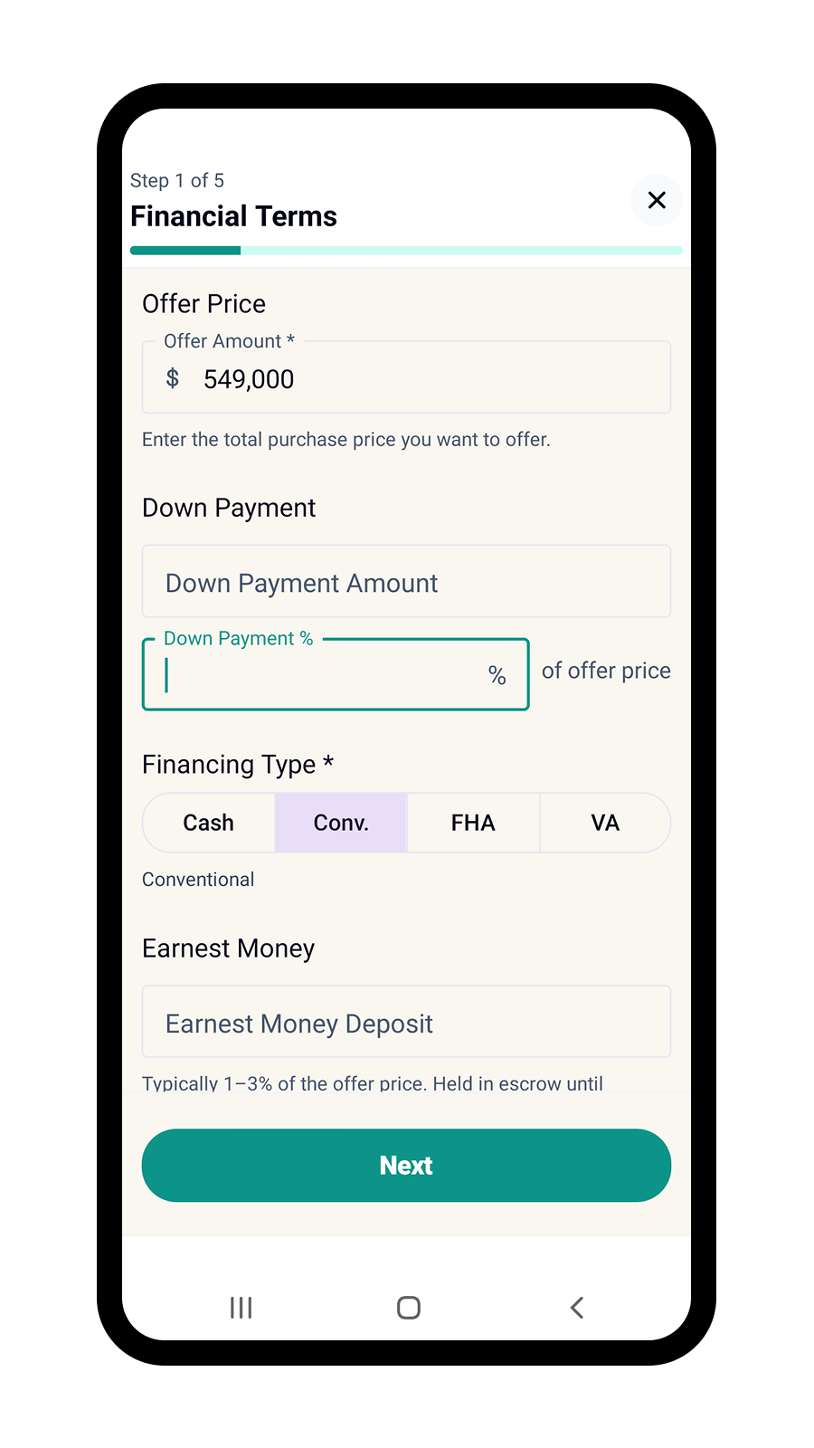 Direct Listing Builder Screen