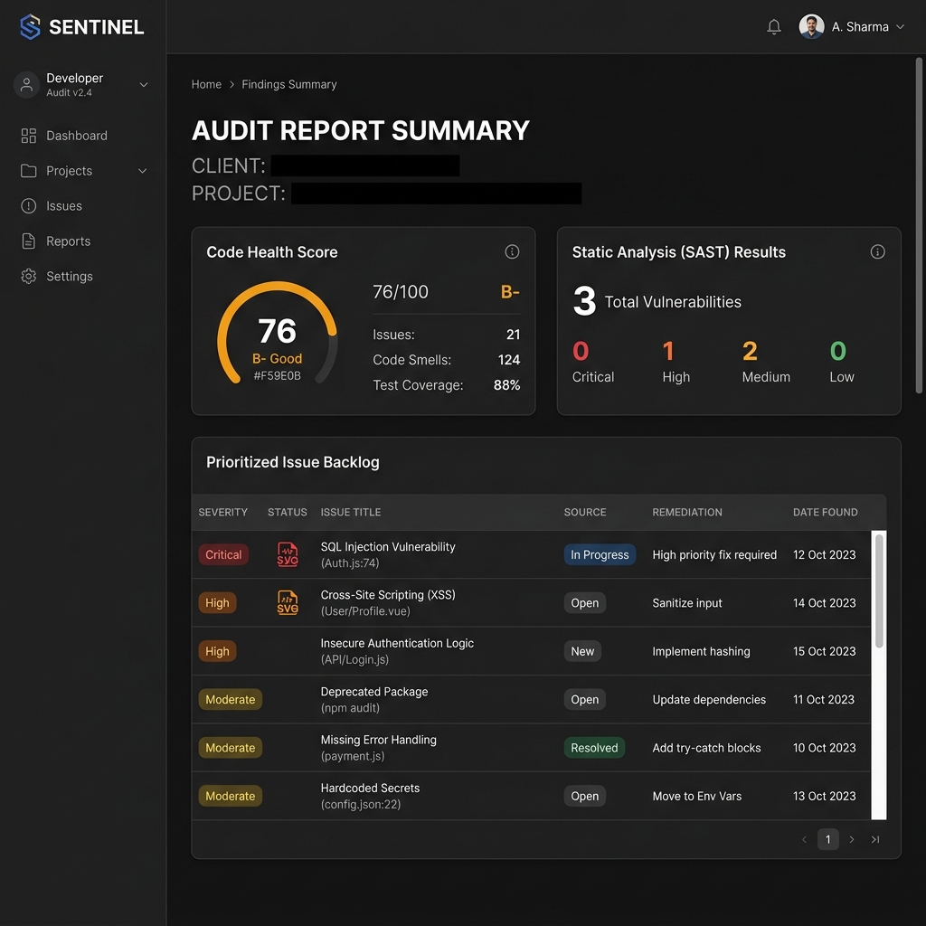 Real Redacted Product Rescue Audit Report Summary & Prioritized Backlog